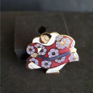Artist Barbara‎ Lavalee Cloisonne Native Alaskan Woman Pin Brooch Vintage